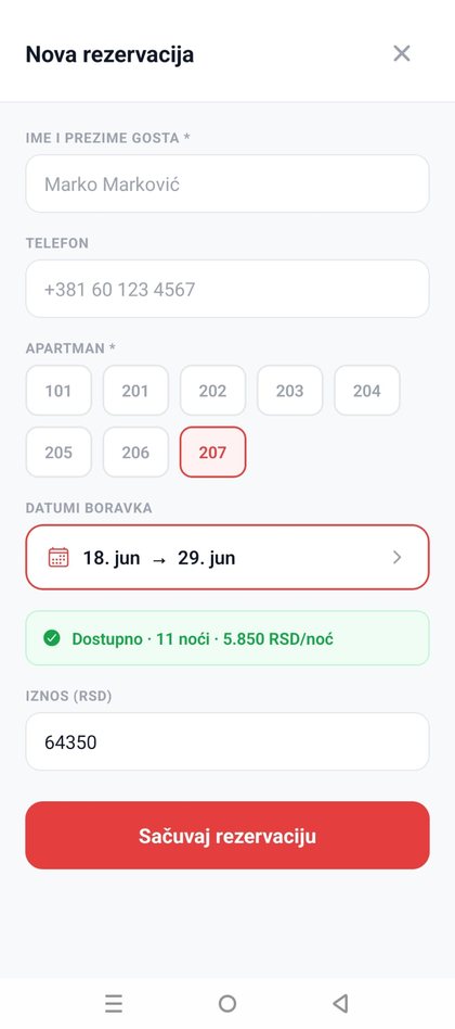 Nova rezervacija